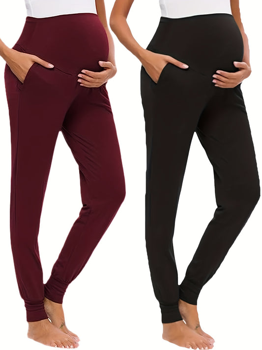 Maternity Yoga Pants with Tummy Support & Pockets - Perfect for Pregnancy and Postpartum